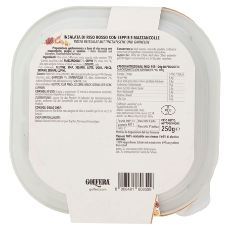 Golfera Ben Fatto Insalata di Riso Rosso con Seppe e Mazzancolle 250 g